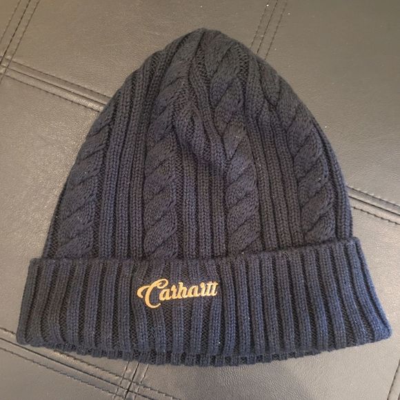 Carhartt Unisex Black Acrylic/Cotton Knit Beanie with Logo Patch - Picture 1 of 5